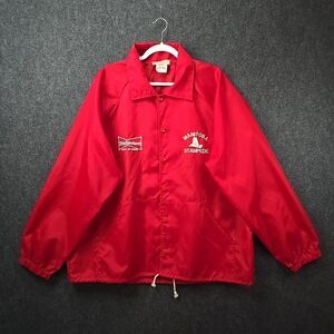 Vintage Budweiser Manitoba Stampede Windbreaker Jacket Red Snap Nylon L VTG Beer